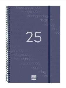 AGENDA ANUAL (2025) FINOCAM ESPIRAL YEAR ESPIRAL tapa PP con GOMA E11 165x242 S/V AZUL