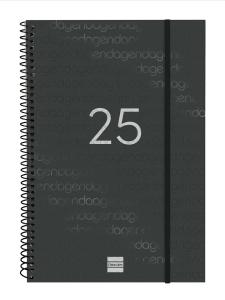 AGENDA ANUAL (2025) FINOCAM ESPIRAL YEAR ESPIRAL tapa PP con GOMA E11 165x242 S/V NEGRO