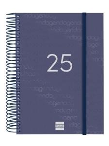 AGENDA ANUAL (2025) FINOCAM ESPIRAL YEAR ESPIRAL tapa PP con GOMA E10 155x212 D/P AZUL