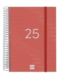 AGENDA ANUAL (2025) FINOCAM ESPIRAL YEAR ESPIRAL tapa PP con GOMA E10 155x212 D/P ROJO
