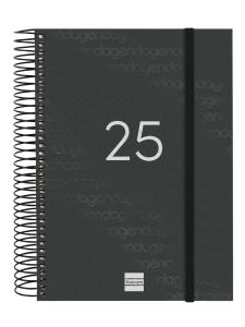 AGENDA ANUAL (2025) FINOCAM ESPIRAL YEAR ESPIRAL tapa PP con GOMA E10 155x212 D/P NEGRO