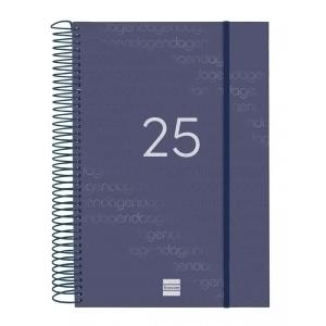 AGENDA 2025 FINOCAM ESPIRAL YEAR ESPIRAL tapa PP GOMA E11 165x242 D/P AZUL