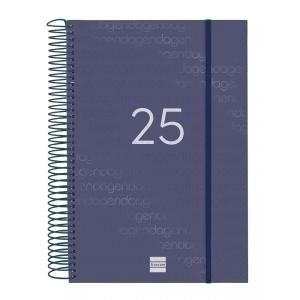 AGENDA ANUAL (2025) FINOCAM ESPIRAL YEAR ESPIRAL tapa PP con GOMA E11 165x242 D/P AZUL