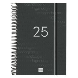 AGENDA ANUAL (2025) FINOCAM ESPIRAL YEAR ESPIRAL tapa PP con GOMA E40 210x297 D/P NEGRO