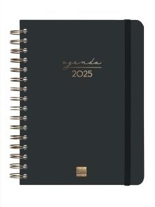 AGENDA 2025 FINOCAM ESPIRAL ALMA WIRE-O tapa DURA GOMA E10 155x212 DP NEGRO