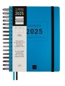 AGENDA ANUAL (2025) FINOCAM TEMPUS WIRE-O tapa PP con GOMA 4º 155x217 D/P AZUL