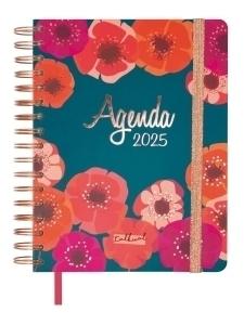 AGENDA ANUAL (2025) FINOCAM TALKUAL WIRE-O tapa EXTRA con GOMA 4º 155x217 D/P FLOR