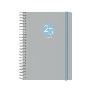 AGENDA ANUAL (2025) DOHE MEMPHIS ESPIRAL tapa PP CON GOMA 15x21 D/P GRIS