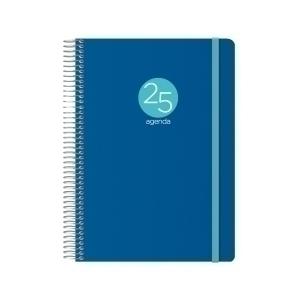 AGENDA 2025 DOHE MEMPHIS ESPIRAL tapa PP GOMA 15x21 D/P AZUL