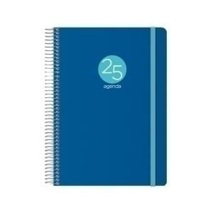 AGENDA ANUAL (2025) DOHE MEMPHIS ESPIRAL tapa PP CON GOMA 15x21 D/P AZUL