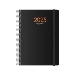 AGENDA 2025 DOHE SYNCRO ESPIRAL tapa PP GOMA 15x21 D/P NEGRO