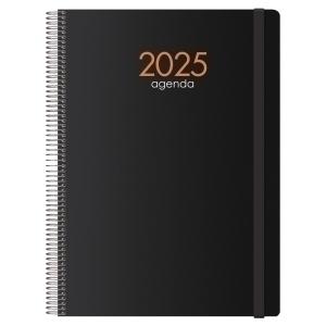 AGENDA 2025 DOHE SYNCRO ESPIRAL tapa PP GOMA 21x29 D/P NEGRO