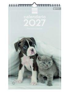 CALENDARIO (2027) FINOCAM PARED ESPIRAL IMAGENES MENSUAL PARA ESCRIBIR 250x400 PERROS Y GATOS