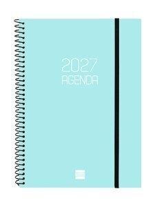 AGENDA ANUAL (2027) FINOCAM ESPIRAL BASIC OPAQUE tapa PP con GOMA E10 155x212 S/V APAIS. CELESTE