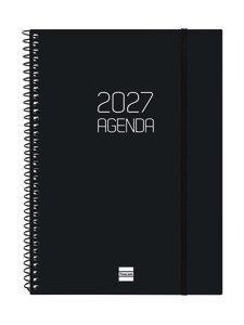 AGENDA ANUAL (2027) FINOCAM ESPIRAL BASIC OPAQUE ESPIRAL tapa PP con GOMA E10 155x212 S/V APAIS. NEGRO