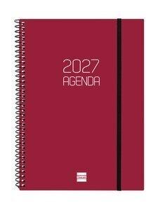 AGENDA ANUAL (2027) FINOCAM ESPIRAL BASIC OPAQUE ESPIRAL tapa PP con GOMA E10 155x212 S/V APAIS. BURDEOS