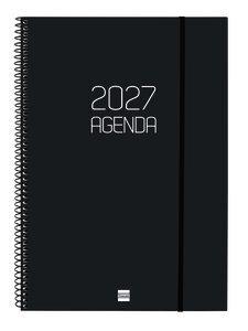 AGENDA ANUAL (2027) FINOCAM ESPIRAL BASIC OPAQUE ESPIRAL tapa PP con GOMA E40 210x297 S/VV NEGRO