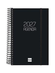 AGENDA ANUAL (2027) FINOCAM ESPIRAL BASIC OPAQUE ESPIRAL tapa PP con GOMA E5 117x181 D/P NEGRO