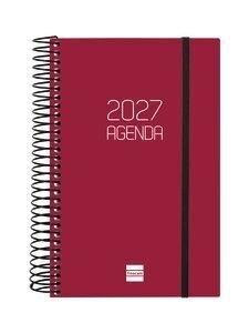 AGENDA ANUAL (2027) FINOCAM ESPIRAL BASIC OPAQUE ESPIRAL tapa PP con GOMA E5 117x181 D/P BURDEOS