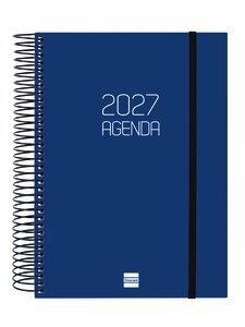 AGENDA ANUAL (2027) FINOCAM ESPIRAL BASIC OPAQUE ESPIRAL tapa PP con GOMA E10 155x212 D/P AZUL