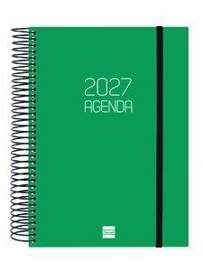 AGENDA ANUAL (2027) FINOCAM ESPIRAL BASIC OPAQUE ESPIRAL tapa PP con GOMA E10 155x212 D/P VERDE