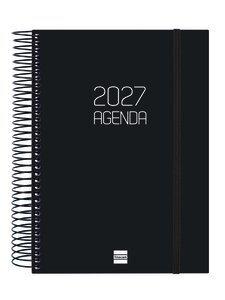 AGENDA ANUAL (2027) FINOCAM ESPIRAL BASIC OPAQUE ESPIRAL tapa PP con GOMA E10 155x212 D/P NEGRO