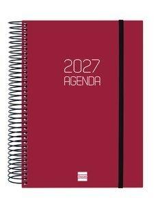 AGENDA ANUAL (2027) FINOCAM ESPIRAL BASIC OPAQUE ESPIRAL tapa PP con GOMA E10 155x212 D/P BURDEOS