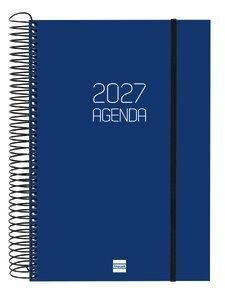 AGENDA ANUAL (2027) FINOCAM ESPIRAL BASIC OPAQUE ESPIRAL tapa PP con GOMA E11 165x242 D/P AZUL