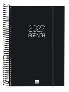 AGENDA ANUAL (2027) FINOCAM ESPIRAL BASIC OPAQUE ESPIRAL tapa PP con GOMA E11 165x242 D/P NEGRO