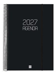 AGENDA ANUAL (2027) FINOCAM ESPIRAL BASIC OPAQUE ESPIRAL tapa PP con GOMA E40 210x297 D/P NEGRO