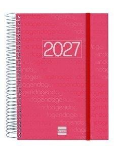 AGENDA ANUAL (2027) FINOCAM ESPIRAL BASIC YEAR ESPIRAL tapa PP con GOMA E10 155x212 D/P ROJO