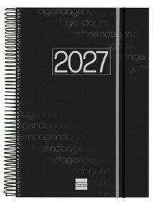 AGENDA ANUAL (2027) FINOCAM ESPIRAL BASIC YEAR ESPIRAL tapa PP con GOMA E40 210x297 D/P NEGRO