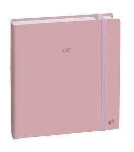 AGENDA ANUAL (2027) QUO VADIS EXECUTIF COLOR ML COSIDA tapa DURA con GOMA 160X160 S/V PASTEL ROSA